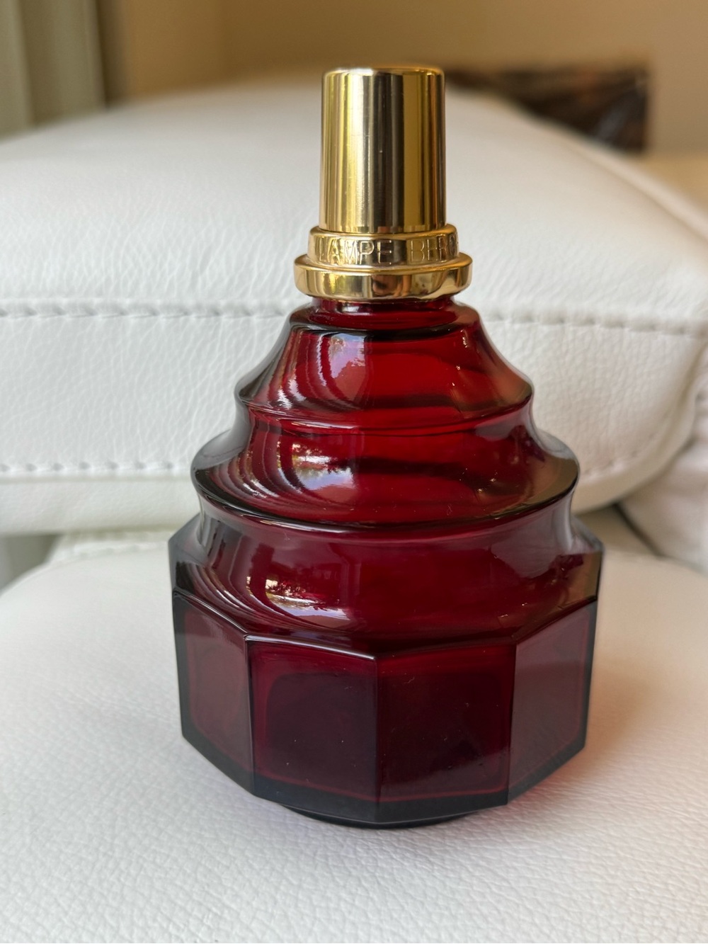 Lampe Berger Red Glass Perfume Bottle with Gold Cap